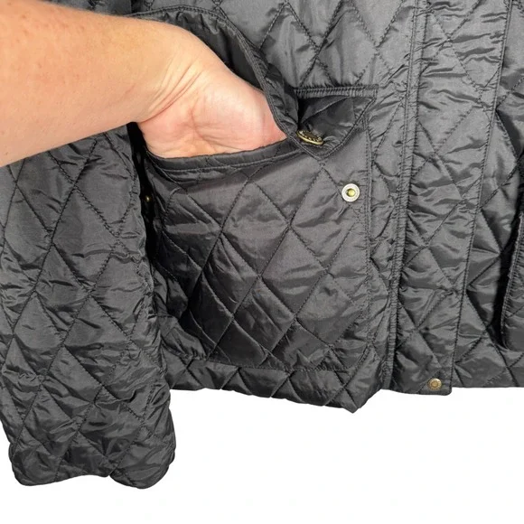 Barbour x Tuckernuck Kinsley Quilted Jacket Black Floral Lined Womens Sz 12 - Picture 5 of 16